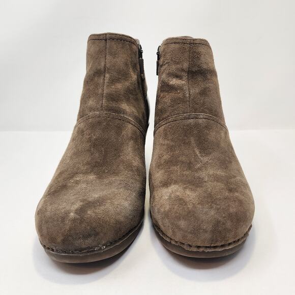 Dansko Women Shirley Wedge Ankle Boot Bootie Size 40 US 9.5 Brown Taupe Suede - Picture 3 of 9